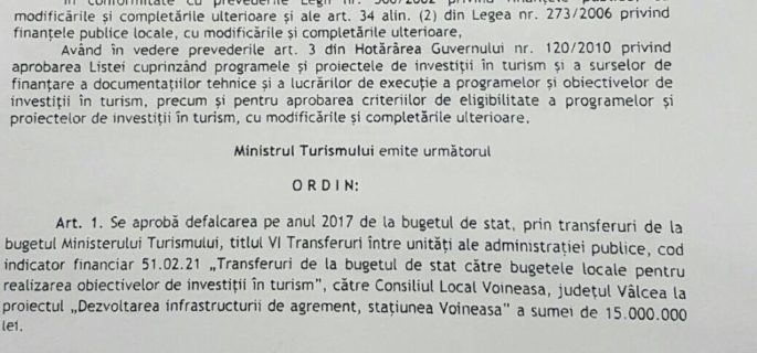 ordin ministerul turismului