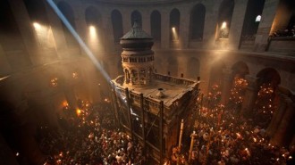 Jerusalem: Christian pilgrims in the Church of the Holy Sepulchre